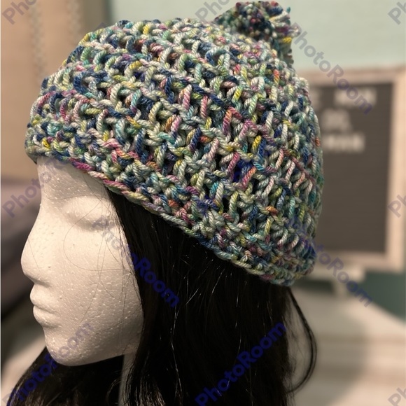 Handmade Knitted Pom Pom Hat - Picture 2 of 2